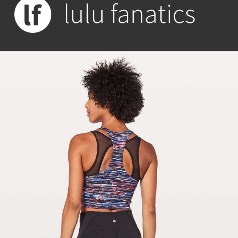 Lululemon Break Free Tank Top Nulux Sz 2 Hinshu Alpine White Black Sports Bra - Picture 2 of 6